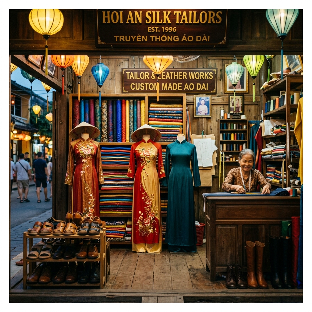 May áo dài Hội An mua sắm
